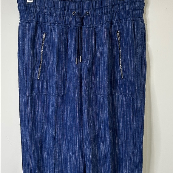 ATHLETA Blue Cabo Linen Wide Leg Textured Pants Size 4 Petite - Picture 13 of 16